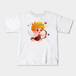 Flying Cupid with Bow and Arrow Kids T-Shirt